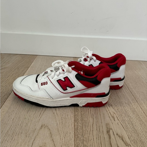 white & red new balance 550 sneakers - Picture 2 of 2